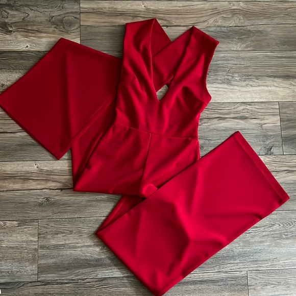 Lulus Pants - Lulus Red Crisscross Back Romper